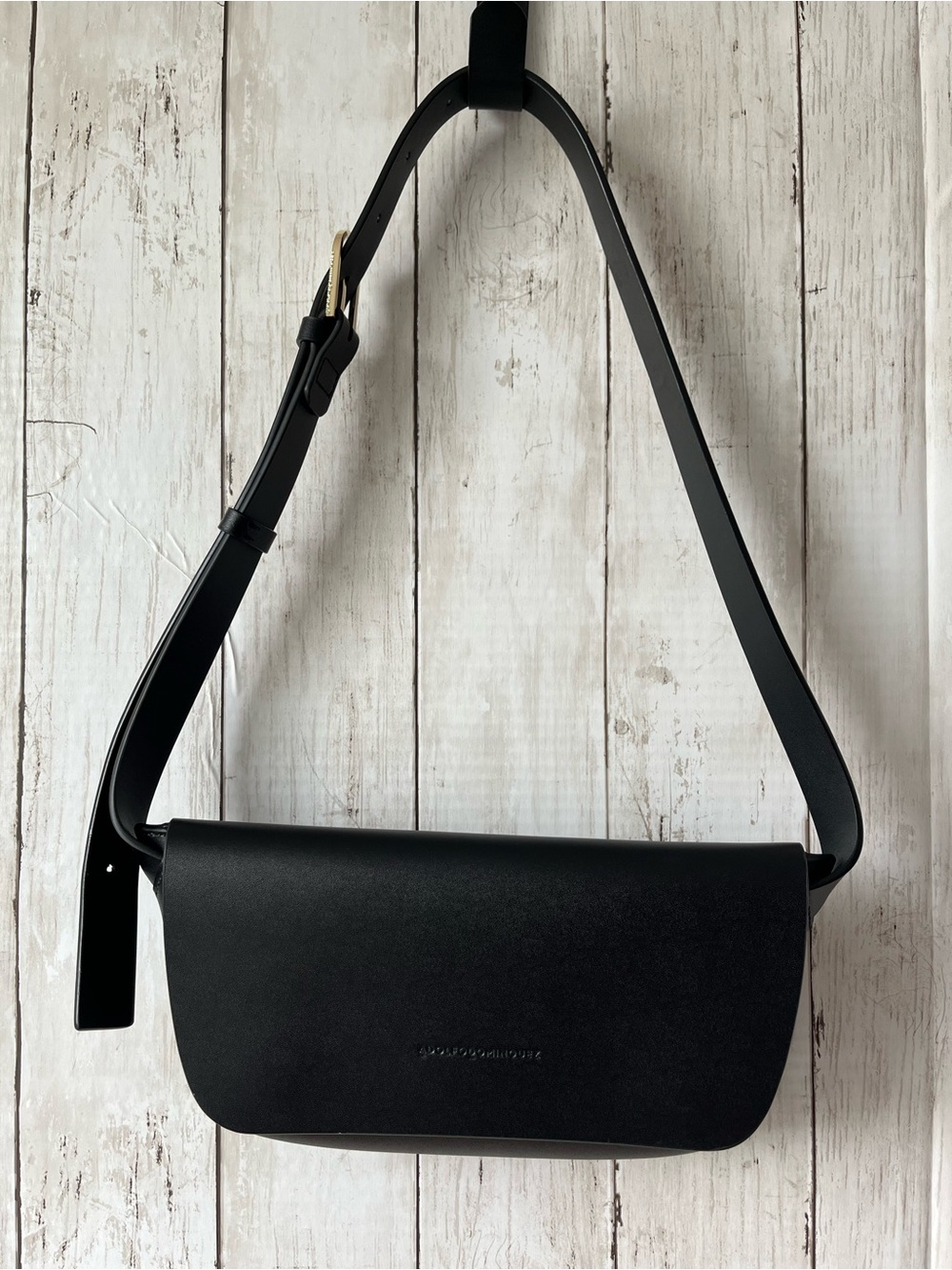 Adolfo Dominguez Dorna Leather Fanny Pack Black Crossbody Belt Bag NWOT unisex